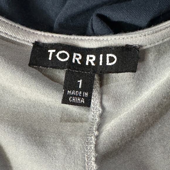 Torrid SZ 1 (1X-Large) Tunic Top Ombre Long Sleeve Scoop Neck Shark Bite Hem - Picture 6 of 8